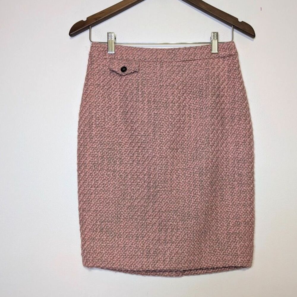 J.Crew Petite 2 Pink Bouclé Wool Blend Pencil Skirt Cottagecore Office Siren NWT - Picture 2 of 8